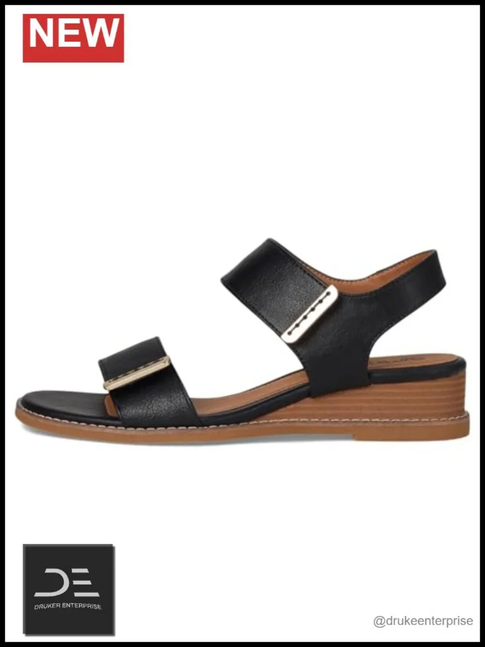 Eurosoft Women's Mallory Casual Wedge Sandals Faux Leather Hook & Loop